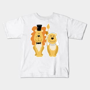 Lion and Lionness Wedding Couple Bride and Groom Kids T-Shirt